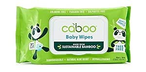 Caboo Tree Free Bamboo Baby Wipes, Eco Friendly Naturally Derived for Sensitive Skin, Resealable Peel Tab Travel, 72 Count