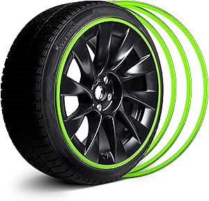 Automotive Alloy Wheel Rim Protector - Covering The Entire Rim of The Wheel hub - Strips for Curb Rash Prevention - Set of 4 Rim Protector Easy to Install(22'',Green)