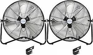 BILT HARD 20" High Velocity Floor Fan, 4600 CFM 3-Speed Industrial Shop Fan with Wall-Mounting System, Heavy Duty Metal Fan for Garage Workshop and Warehouse, 2 Pack