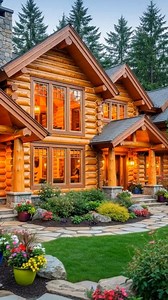 A rustic log cabin masterpiece where rich golden orange logs glow with warmth, a handcrafted log bed anchors a cozy loft, and every surface celebrates authentic timber beauty. 🌲✨🏔️ Would you sleep in this stunning log loft every night surrounded by glowing golden wood and forest views, or is this your forever mountain sanctuary where rustic craftsmanship meets ultimate comfort? Breathtaking log cabin with ALL walls constructed from stacked round logs in rich golden orange honey and warm amber
