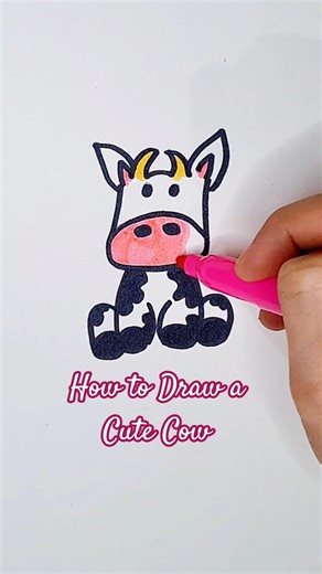 🐮 MOOO! Let's Draw a Cute Cow ✏️ Easy & Fun for Beginners! #shorts #drawingtutorial #artforkids