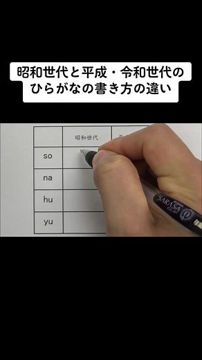 ひらがなの書き方の世代別違い