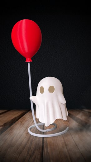 Little Ghost with Balloon 🎈 #3dprints #3d #bambulab #makerworld #spooky #ghost #cute #halloween #balloon #littlebuddy | The Nifty Cardinal