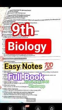 Biology Class 9 Chapter 8 Energetics | Short & Long Questions Notes | Smart Syllabus 2025