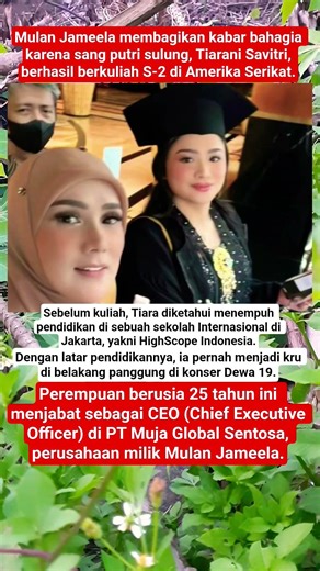 Riwayat Pendidikan Tiara Savitri, Putri Mulan Jameela yang Lanjut S-2 di Amerika #kabarterbaru