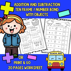 Addition & Subtraction with Pictures| Ten Frame | Number bond | Fact families