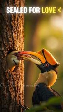 Hornbill Birds 😳💛 | Sealed for Love! (Unbelievable Nature Story) #didyouknow #Hornbill #facts