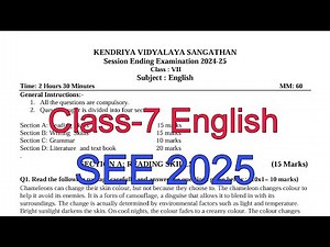 Class-7 English / Annual Exam Question Paper / Session 2024-25 /Session Ending Exam for KV students