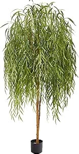 Nearly Natural 7ft Willow Tree Faux Plant, Realistic Indoor Artificial Tree, Home Office Décor