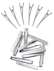 Metal Alligator Hair Clips for Hair Bows, Thick Thin Hair Cutting, Hairdressing, Curl, Professional Salon, Women & Girls by Mandala Crafts, Silver, Pack of 200, 5.6CM or 2.25 Inches