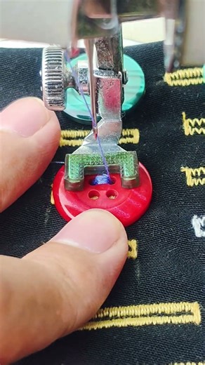 Sewing button using a semi portable sewing machine #sewing