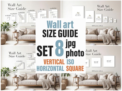 Wall Art Size Guide: Vertical, Horizontal, Square (JPG Set) - Etsy