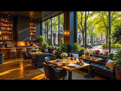 Relaxing March Morning Jazz ☕ Spring Coffee Shop Ambience with Soft Jazz Background Music for Study