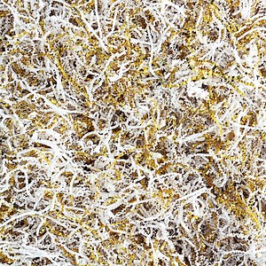 Lavex 10 lb. Crinkle Paper Shred Gold and White Metallic Blend