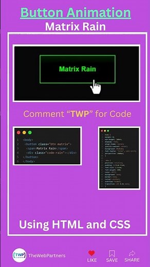 Create a Professional Animated Matrix rain Button Effect | HTML and CSS #html #css