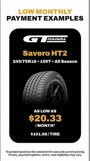 Stop Stressing Over Bad Tires. Pay Over Time at Checkout.