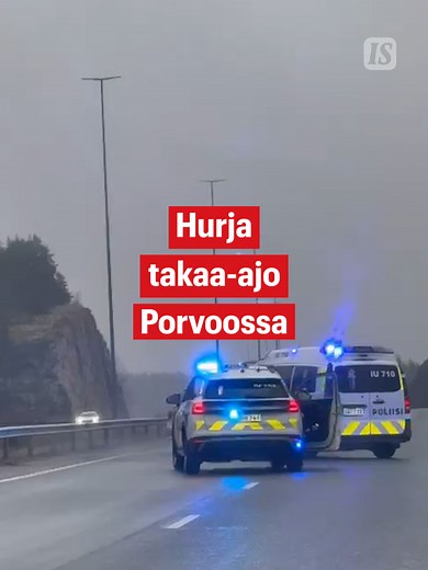 Poliisilla oli sunnuntaiaamupäivällä näyttävä takaa-ajotilanne Porvoossa. Poliisipartiot pysäyttivät toistaiseksi tuntemattomasta syystä henkilöauton keskelle moottoritietä. Poliisien lähestyessä ajoneuvoa henkilöauton kuljettaja päätti lähteä ajamaan karkuun. Itä-Uudenmaan poliisin mukaan autoilija ajoi huomattavaa ylinopeutta, yli 200 kilometrin tuntivauhdilla. Poliisi epäilee henkilöauton kuljettajaa törkeästä liikenneturvallisuuden vaarantamisesta. Video: Lukijan video