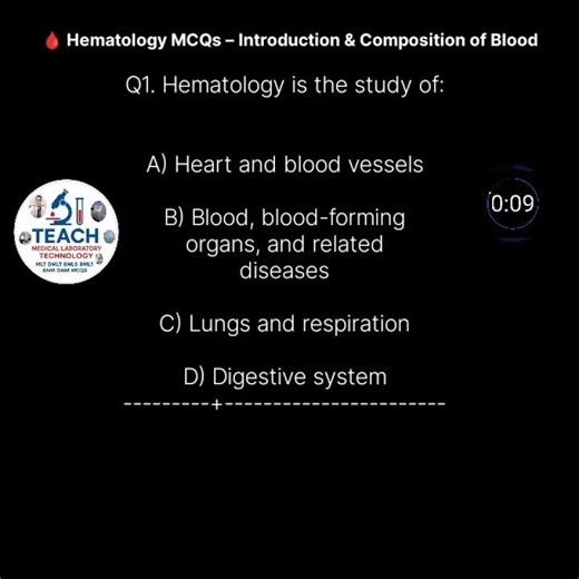 Hematology MCQs | Introduction & Composition of Blood | DMLT, BMLT, MLT Exam Preparation