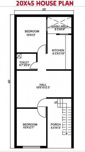 20x45 House Plan | Simple AutoCAD House Design | Build Naksha