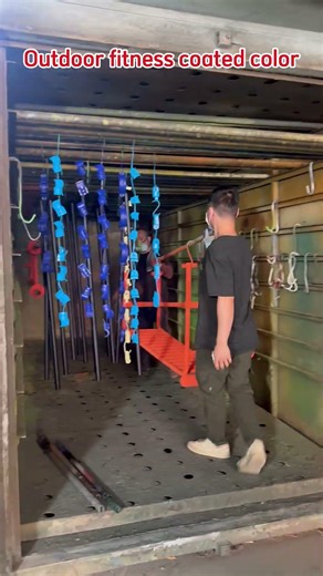 outdoor gym factory color coating process shows