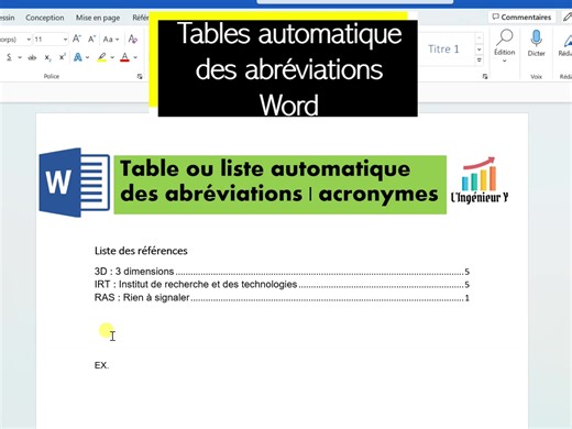 Créer une table automatique des abréviations sur Word