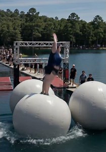 She Hit A Second Ramp For The Final Jump 😳 #GiantBallChallenge #extremechallenge #USAReels