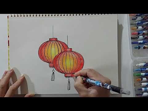 Vẽ lồng đèn treo tết | Cách vẽ Đèn Lồng