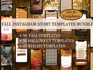 135 Fall Instagram Story Templates |autumn |halloween |fall Vibes| Business Owner Templates| Social Media| Small Business| Coaching - Etsy