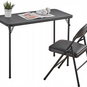 BOOSDEN Foldable Table and Chair Set, 2 Pack – Black Folding Card Table and Chairs for Indoor & Outdoor Use, Lightweight and Portable