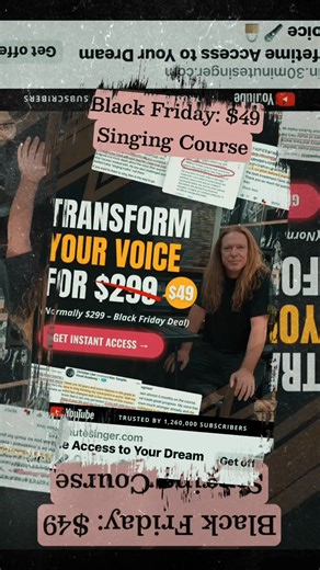 Black Friday 🛑 STOP BELIEVING YOU NEED “NATURAL TALENT” TO SING. HERE’S THE TRUTH 🟢 For years, you’ve been told that great singers are just "born with it”, and THAT… … is the biggest myth in music Truth is, your voice is a muscle 💪 And like any muscle, it can be trained, strengthened, and transformed 🏋️ REALLY the only thing holding you back is the right training method 🎤 Enter 30 Minute Singer This isn't a vague, theoretical course 🤓 It's a distilled, proven method based on the legendary 