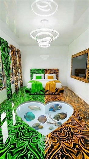 Heart Aquarium Galaxy Floor Transformation 4 💚🖤💛#LuxuryDesign #EpoxyFloor #AquariumFloor #shorts