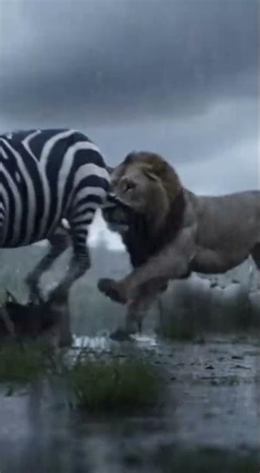 “Epic Rainy Hunt: Lion Attacks Zebra in Heavy Storm | Real Wildlife Documentary”