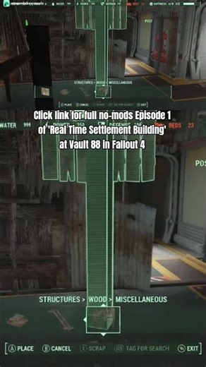 Real Time Settlement Building at Vault 88 - Security Area 3 no mods Fallout 4