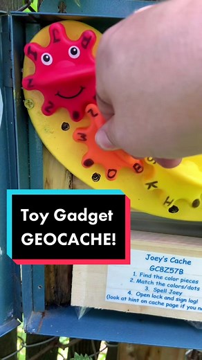 What an awesome gadget cache made out of toys! #geocaching #geocache #gadgetcache #geocachingvlogger