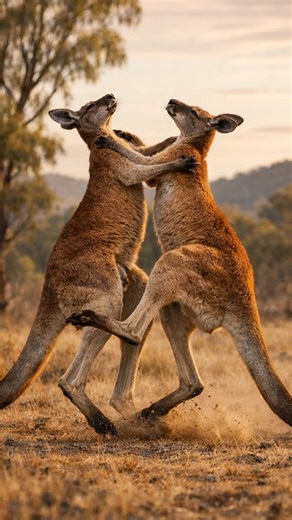 hunting world on Instagram: "Two powerful kangaroos locked in a raw display of strength and dominance in the heart of the Australian outback. #KangarooFight #WildlifeMoments #NatureInAction #AnimalBehavior #OutbackLife #WildlifePhotography #NatureRaw #SurvivalOfTheFittest #AustralianWildlife #WildInstincts"