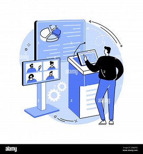 Digital podium isolated cartoon vector illustrations. Student uses digital podium in virtual classroom, smart classes, video conferencing, data visual Stock Vector Image & Art - Alamy