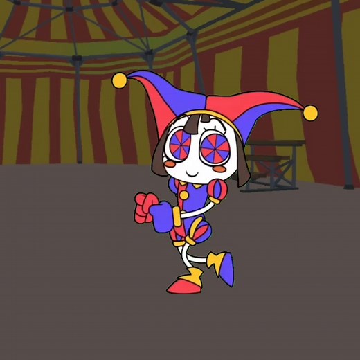 Animated Jester Dance in Colorful Circus Tent