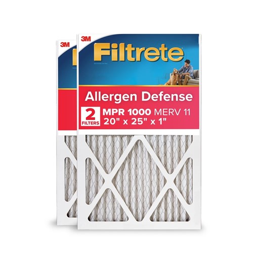 Filtrete 20x25x1 HVAC Furnace Air Filter, MPR 1000 MERV 11, Allergen Defense, 2 Filters