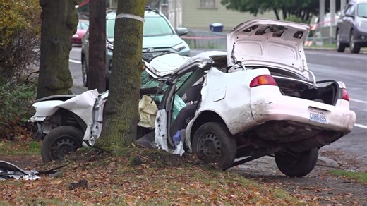 Spokane police investigating deadly single-car crash on South Walnut Street