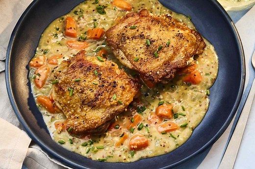 Cider Vinegar–Braised Chicken Thighs Are the Ultimate Weeknight Dinner