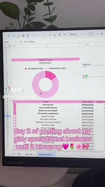 Task Planner Showcase: Day 2 of My Spreadsheet Journey