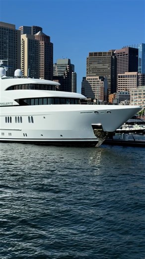 The $40 million 200-foot Lurssen superyacht MARGUERITE in downtown Boston. This stunning megayacht features exteriors by Winch Design and interior designs from Dawn Moffitt. Do you know her owner? Can you name her three previous names? @luerssenyachts #yacht #luxury #superyacht #megayacht #luxurylifestyle #luxlife #boat #yachting #yachtlife #yachtworld #lurssen | YachtWorld