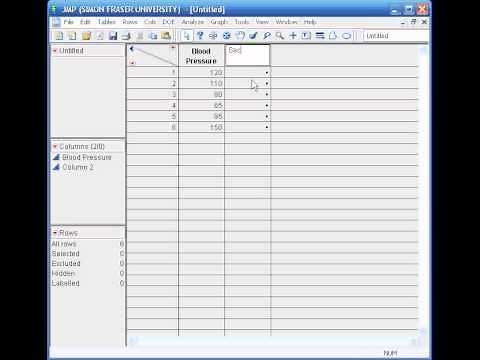 JMP (video 1/8) - Entering Data, opening JMP data files and manipulating data.