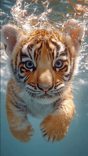 This Tiny Tiger Swims Underwater for the First Time!