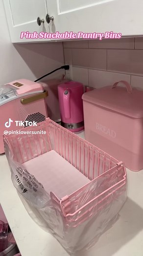 Pink Stackable Pantry Bins for Organized Storage