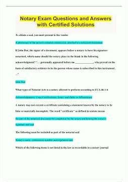 Notary Exam Questions and Answers with Certified Solutions672