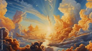 sunset in the clouds animation background 4k new popular stock video footage