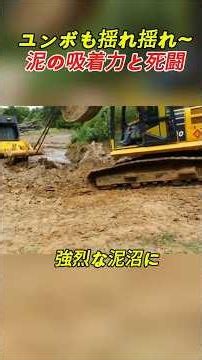 Even the excavator is shaking—a death struggle against the suction of the mud