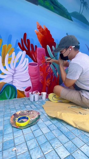 Swimming Pool Mural Painting Process by KULe DesignStudio