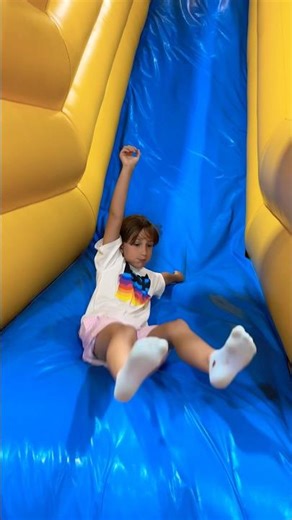 Going Down the Inflatable Slide! 😂 Fun With the Kids